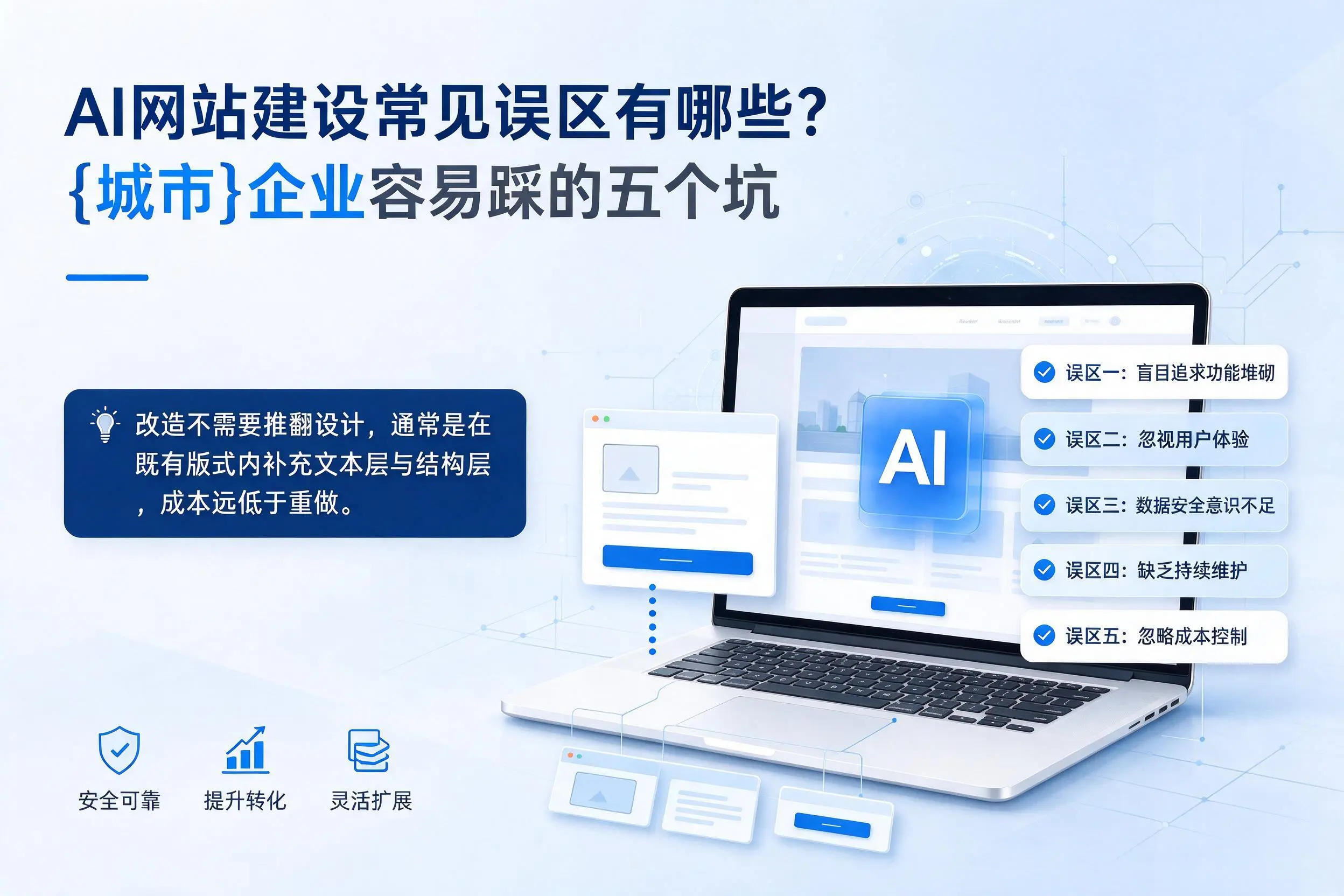 AI网站建设常见误区有哪些?晋中企业容易踩的五个坑