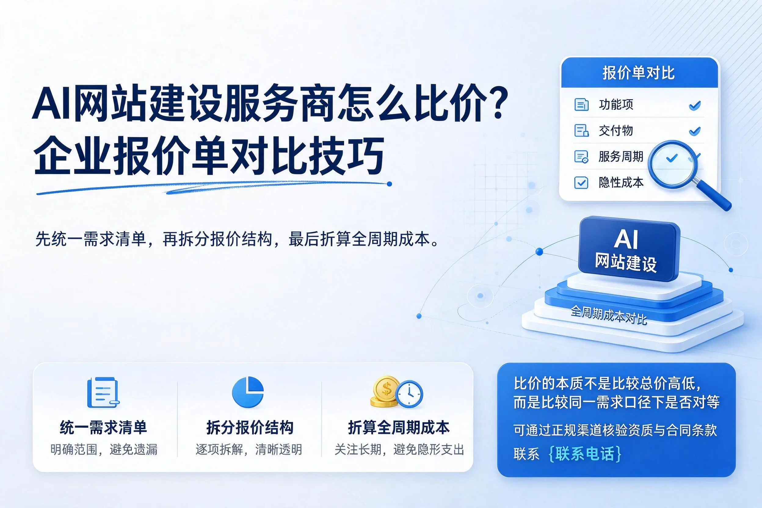 AI网站建设服务商怎么比价?晋中企业报价单对比技巧