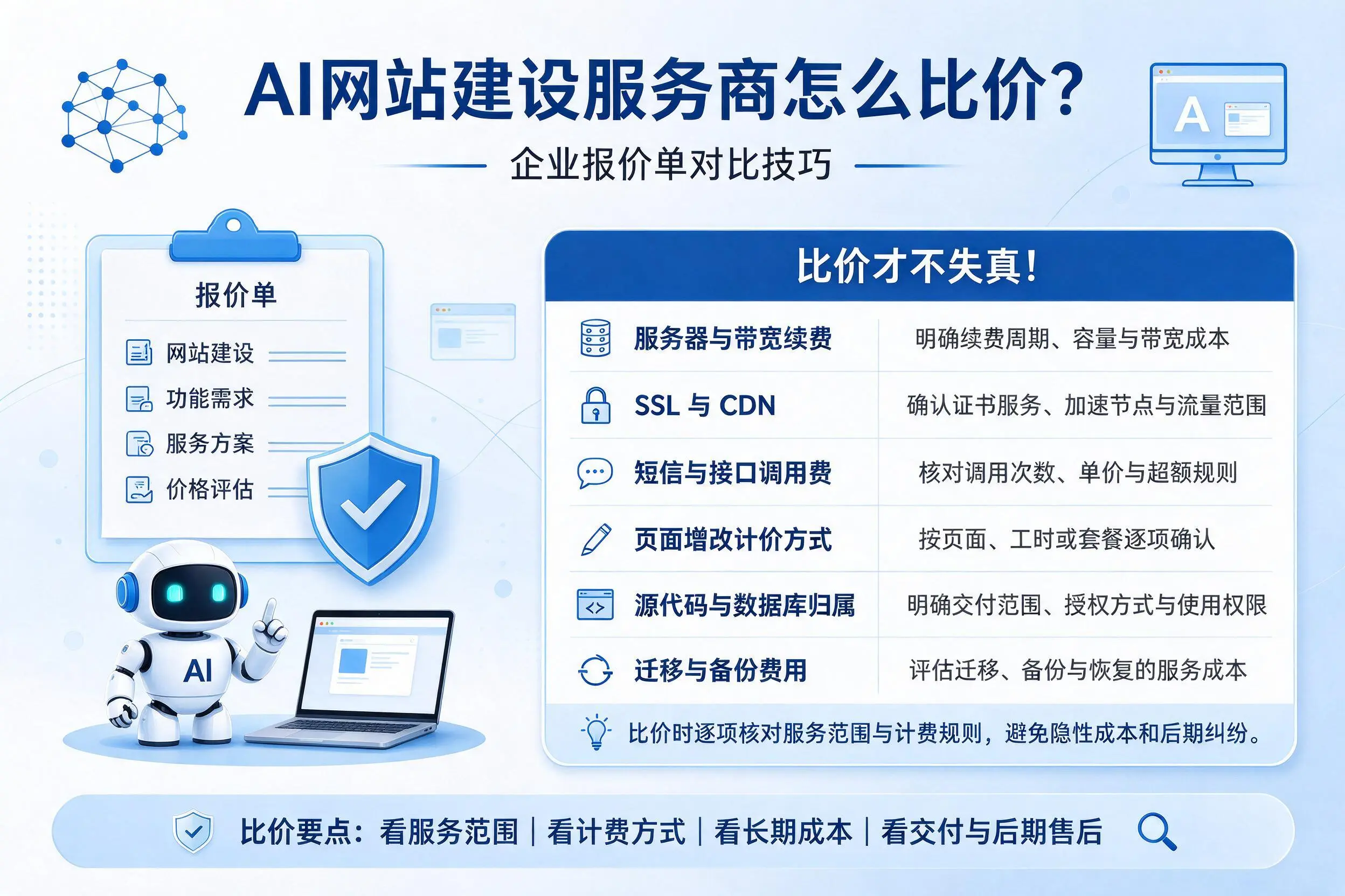 AI网站建设服务商怎么比价?晋中企业报价单对比技巧